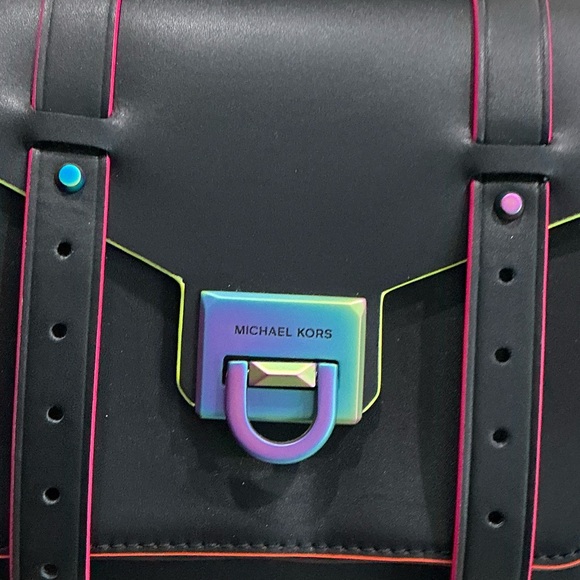 Michael Kors Black Satchel with Rainbow Accents - Picture 2 of 5